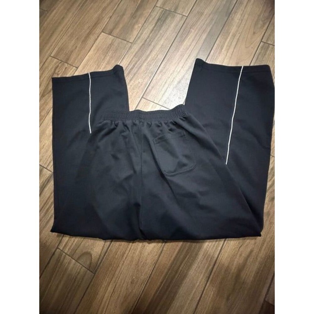 Unbranded Track Pants Black White Piping Wide Leg